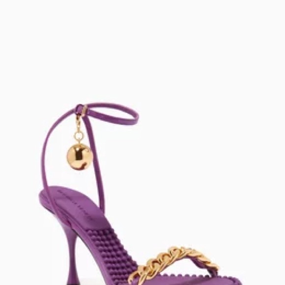 Bottega Veneta Purple Gold Chain Heels - Picture 1 of 11